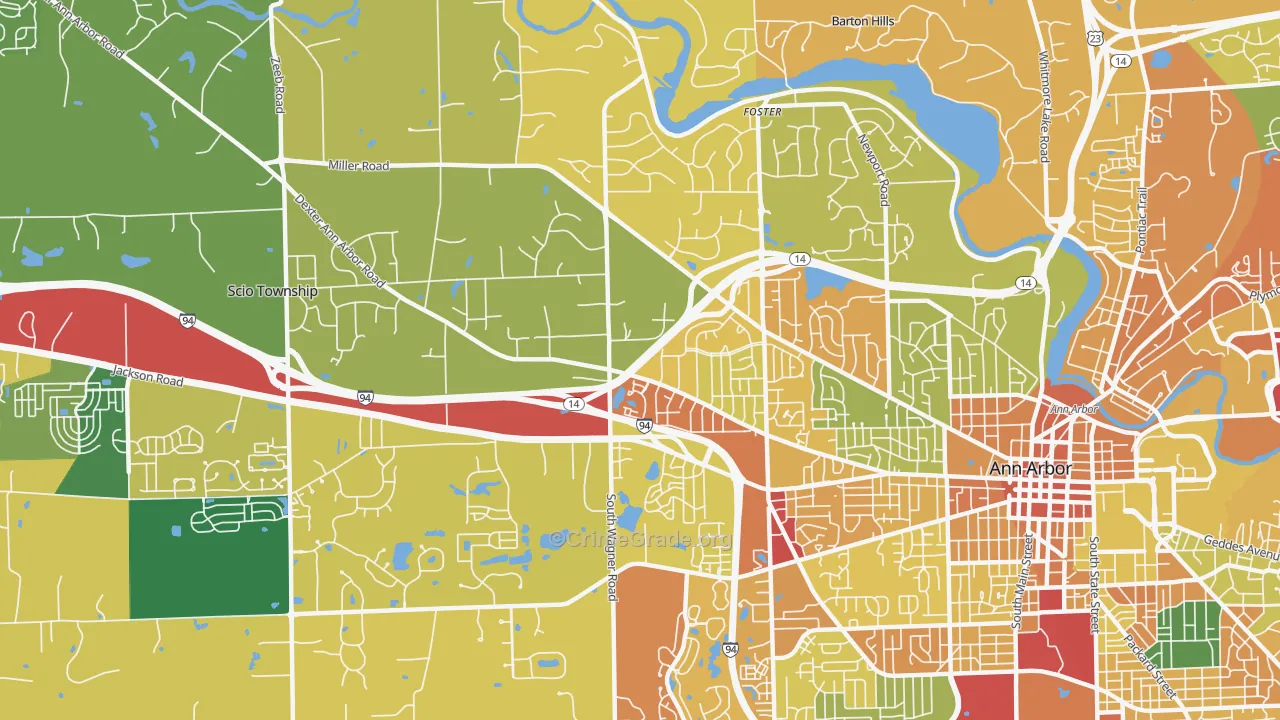 Abbot, Ann Arbor, MI Map of Burglary Rates
