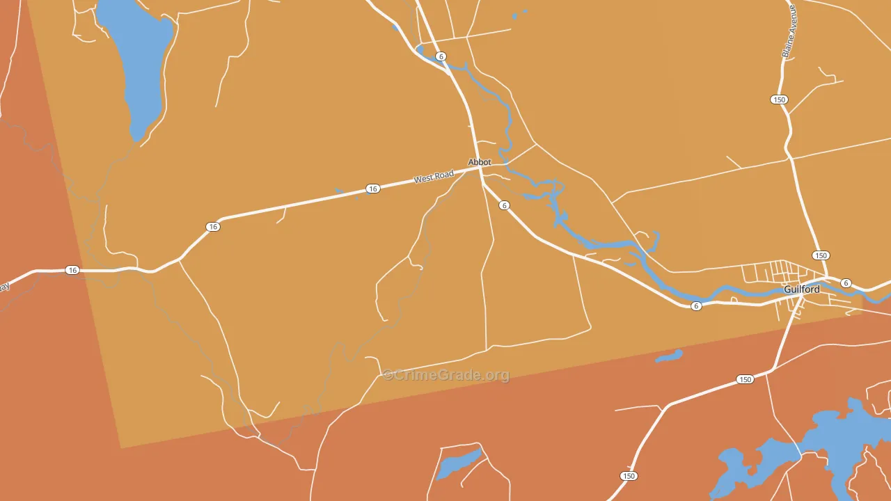 Abbot Village, ME Map of Burglary Rates