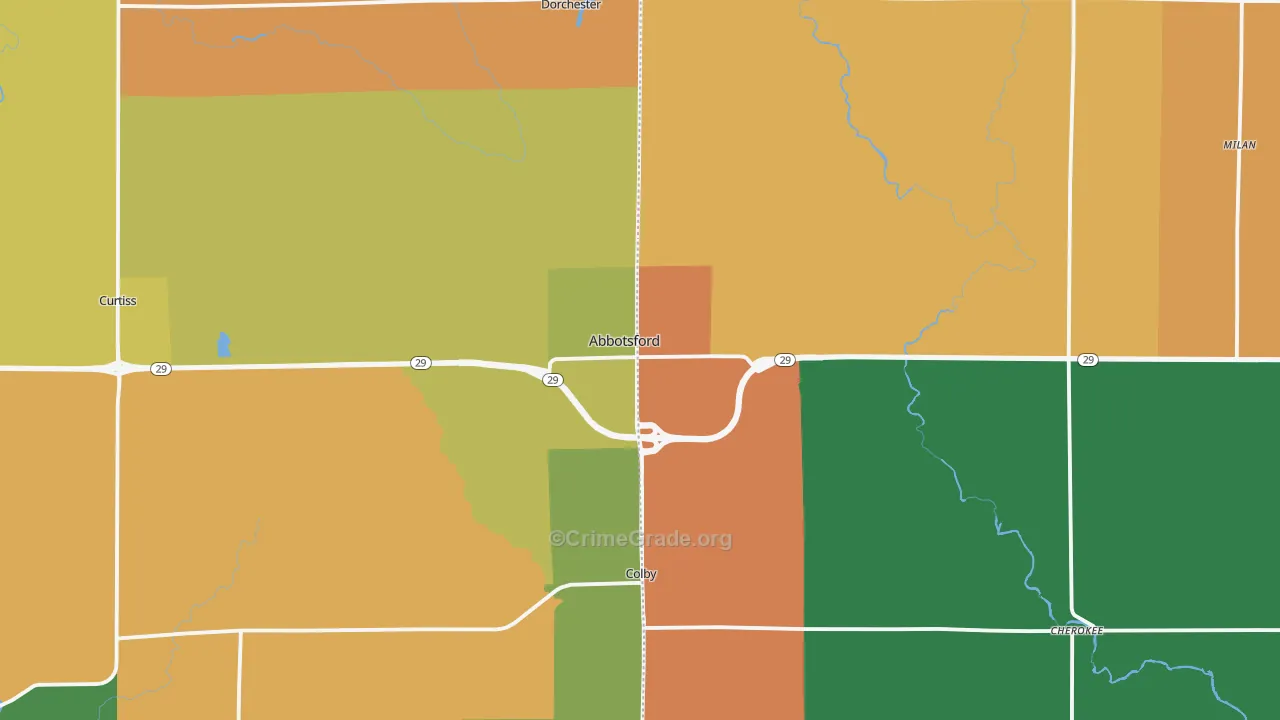 Abbotsford, WI Map of Burglary Rates