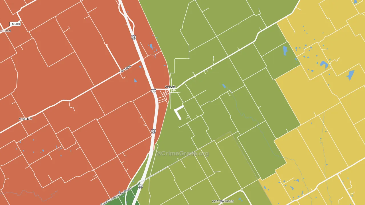 Abbott, TX Map of Burglary Rates