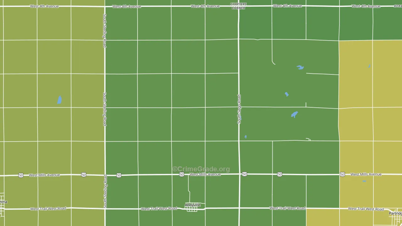 Abbyville, KS Map of Burglary Rates