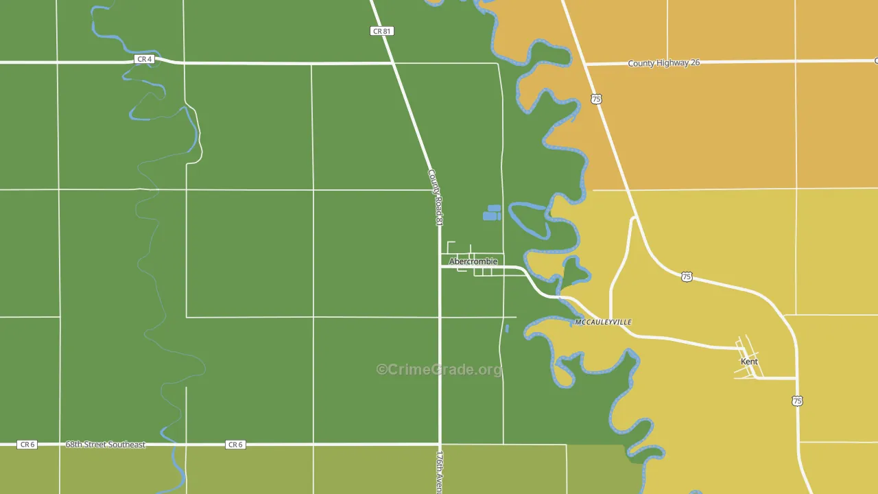 Abercrombie, ND Map of Burglary Rates
