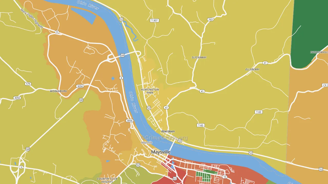 Aberdeen, OH Map of Burglary Rates