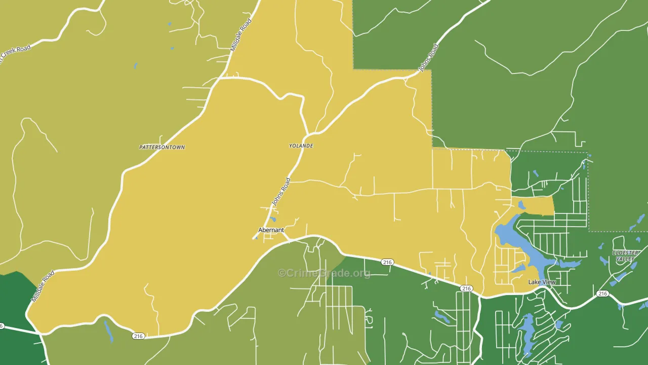 Abernant, AL Map of Burglary Rates