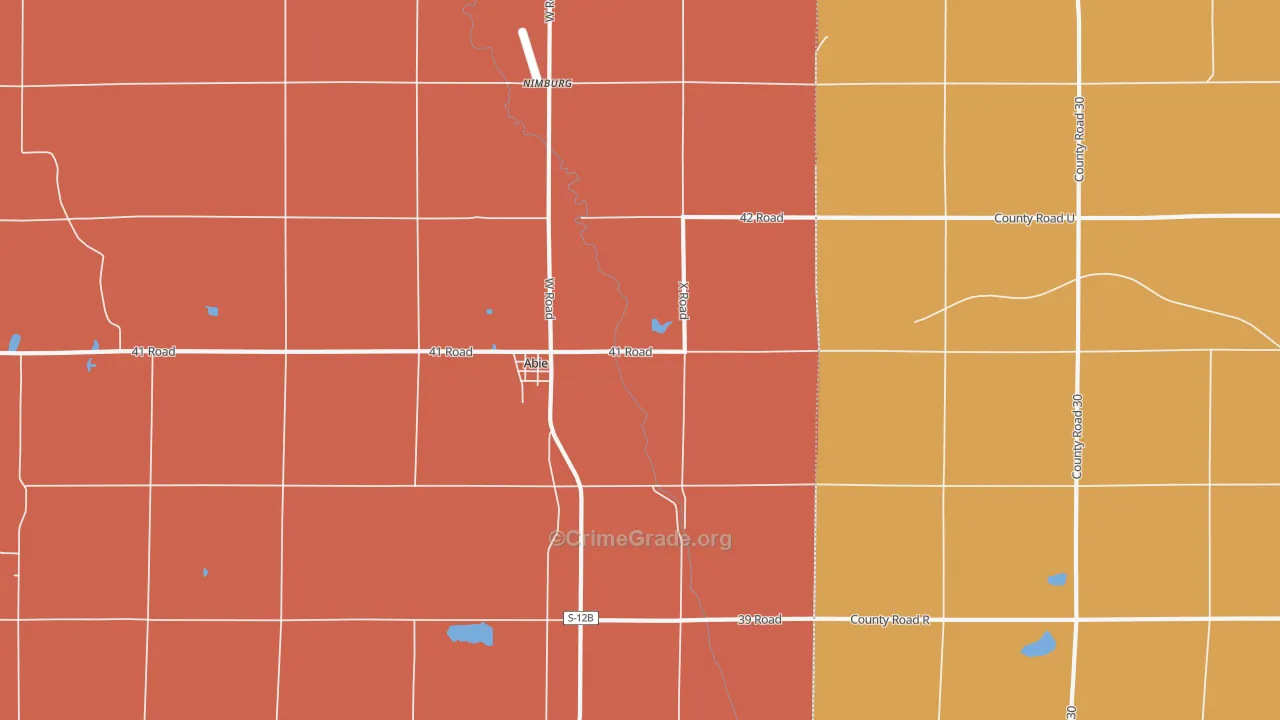 Abie, NE Map of Burglary Rates