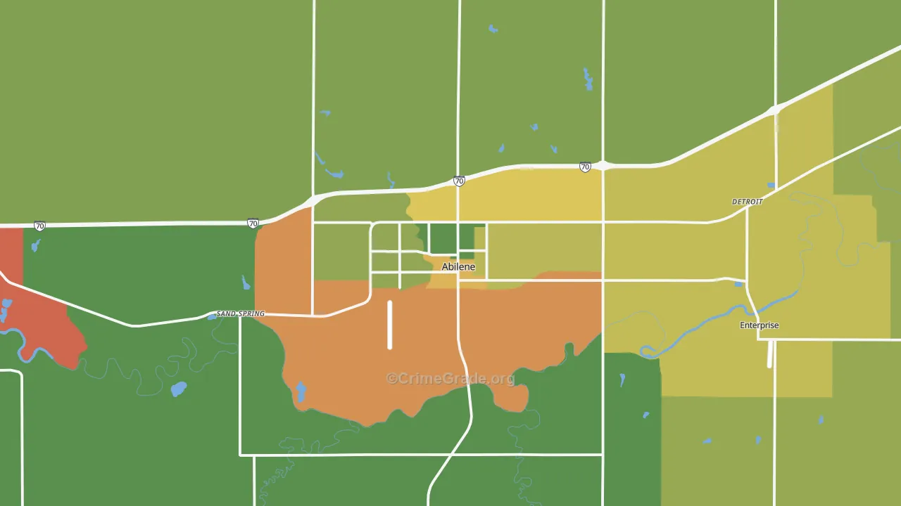 Abilene, KS Map of Burglary Rates