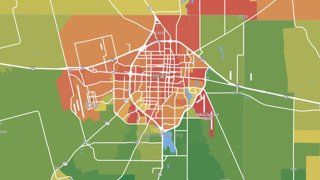 Abilene, TX Map of Burglary Rates
