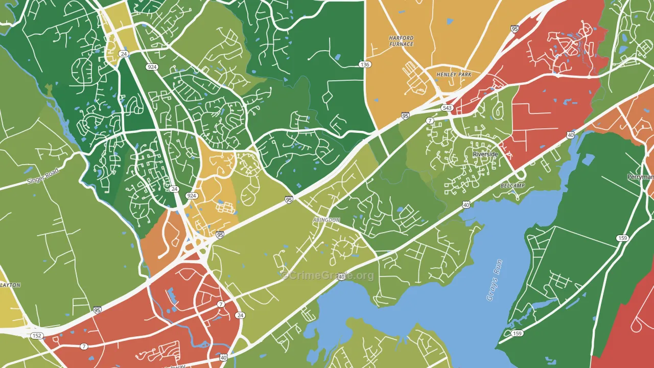 Abingdon, MD Map of Burglary Rates