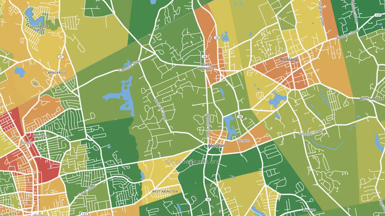 Abington, MA Map of Burglary Rates