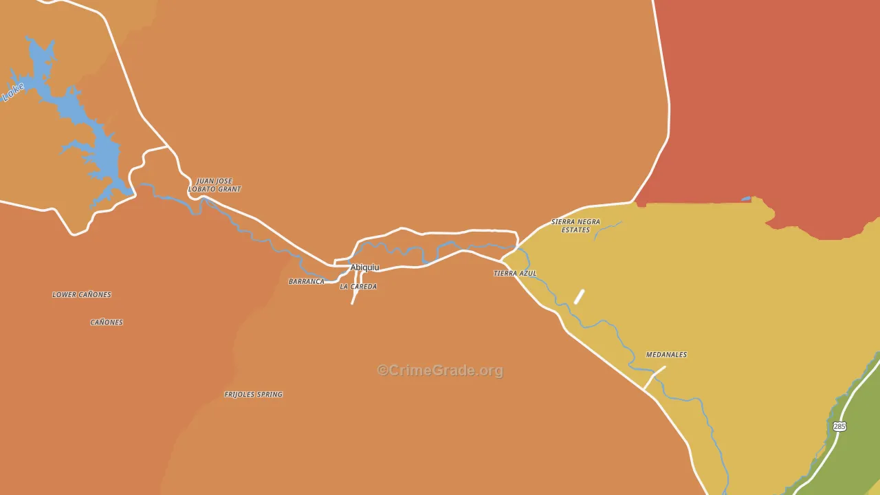 Abiquiu, NM Map of Burglary Rates