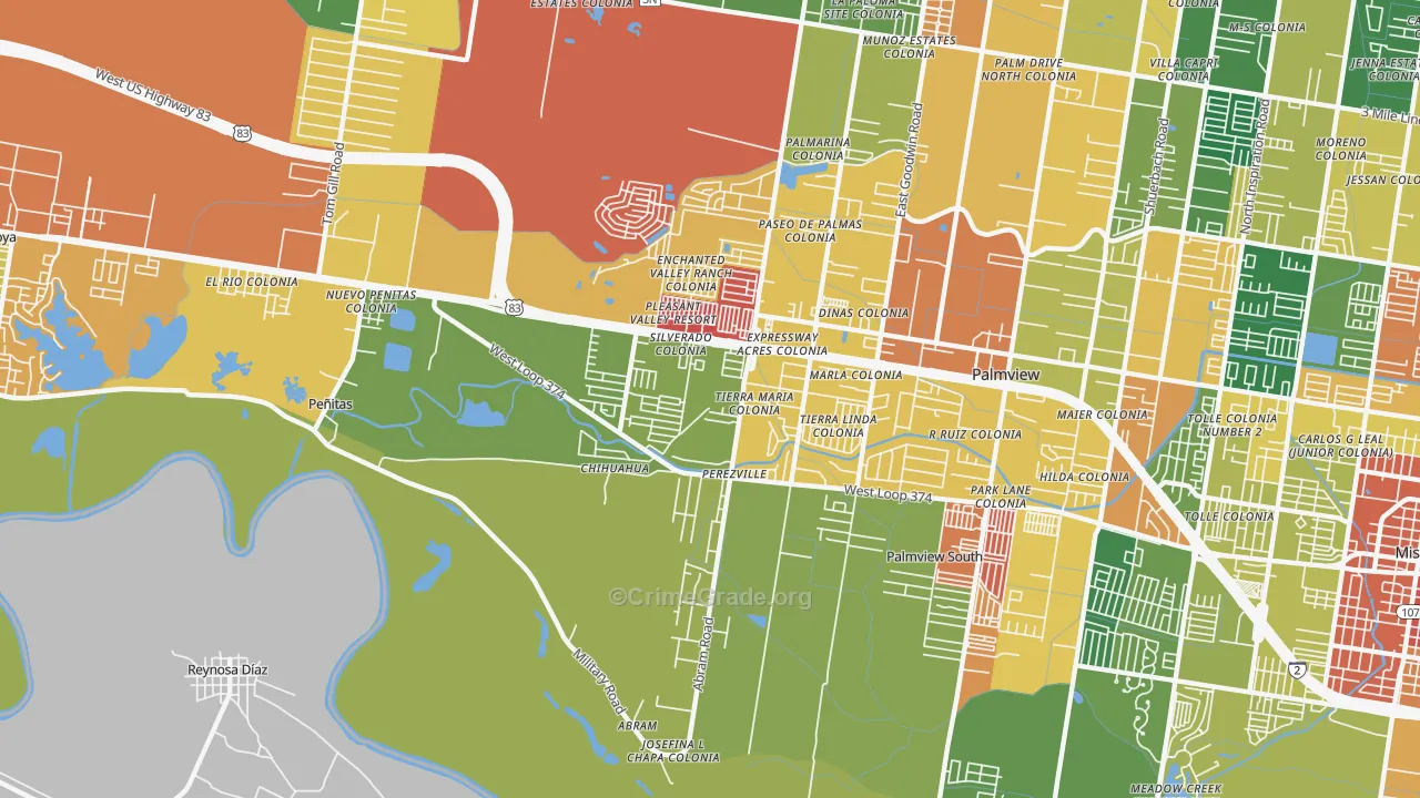 Abram-Perezville, Mission, TX Map of Burglary Rates