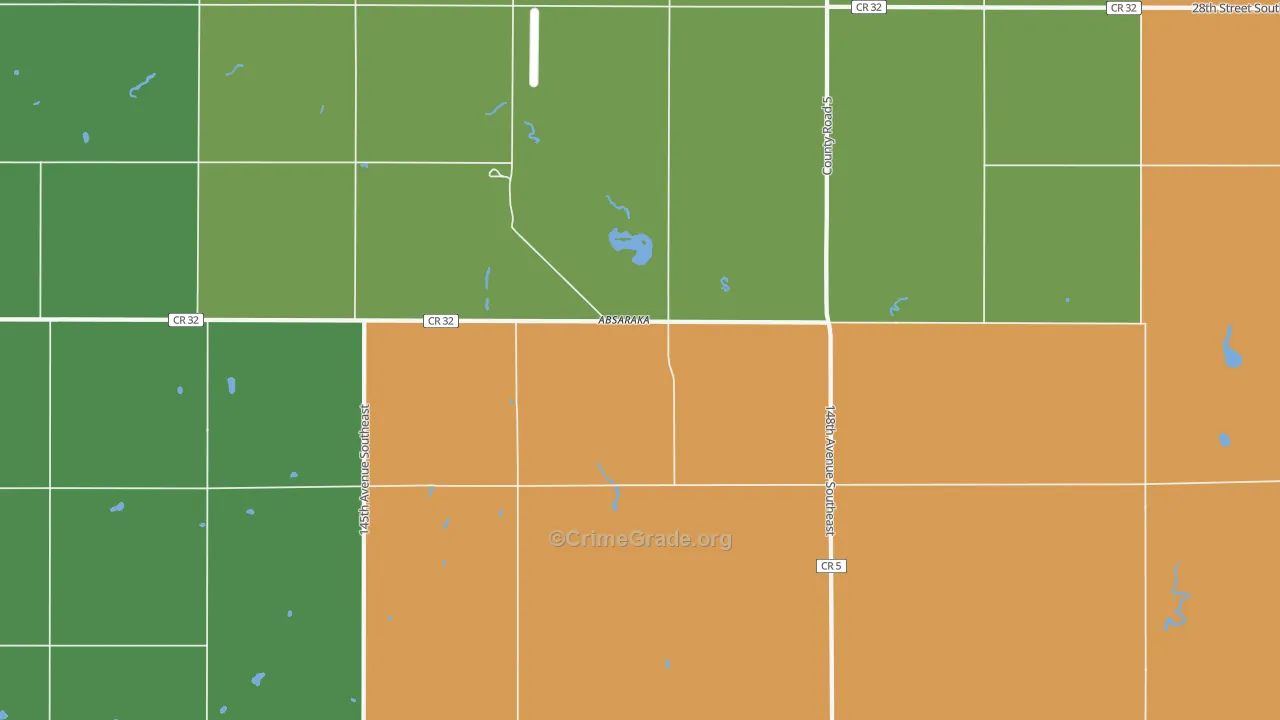 Absaraka, ND Map of Burglary Rates
