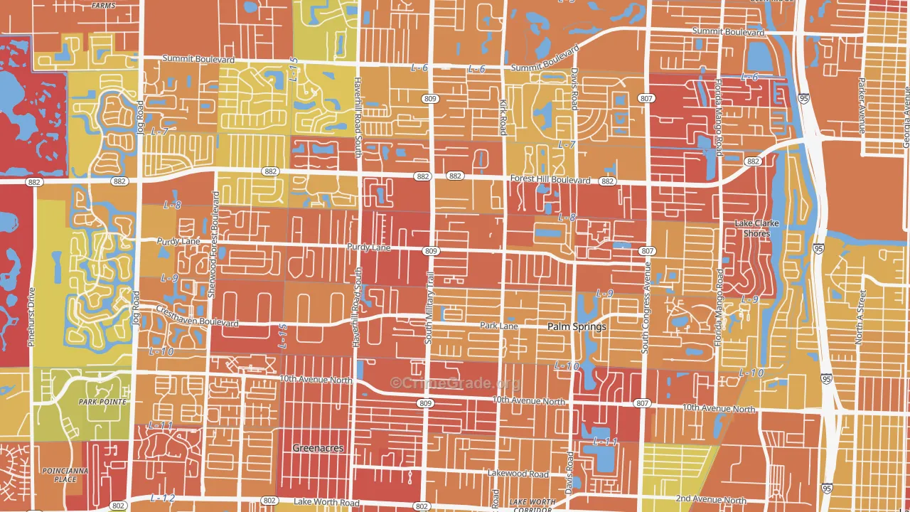 Acacia Villas, FL Map of Burglary Rates
