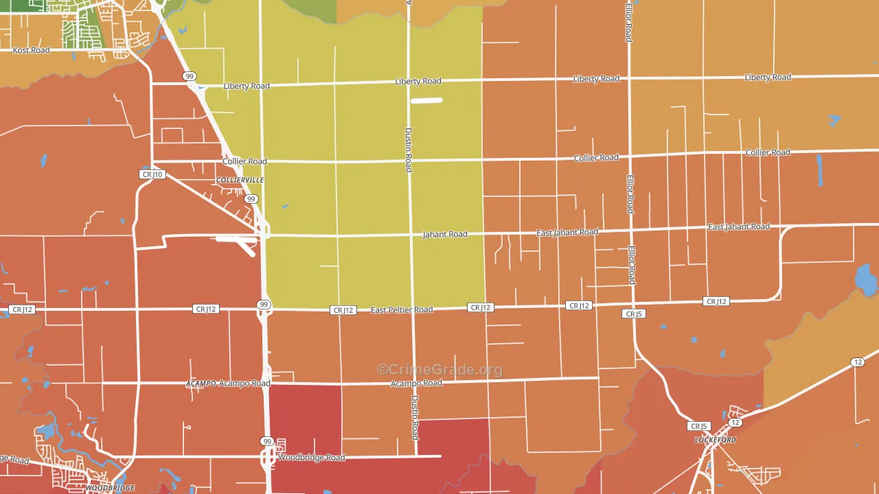 Acampo, CA Map of Burglary Rates