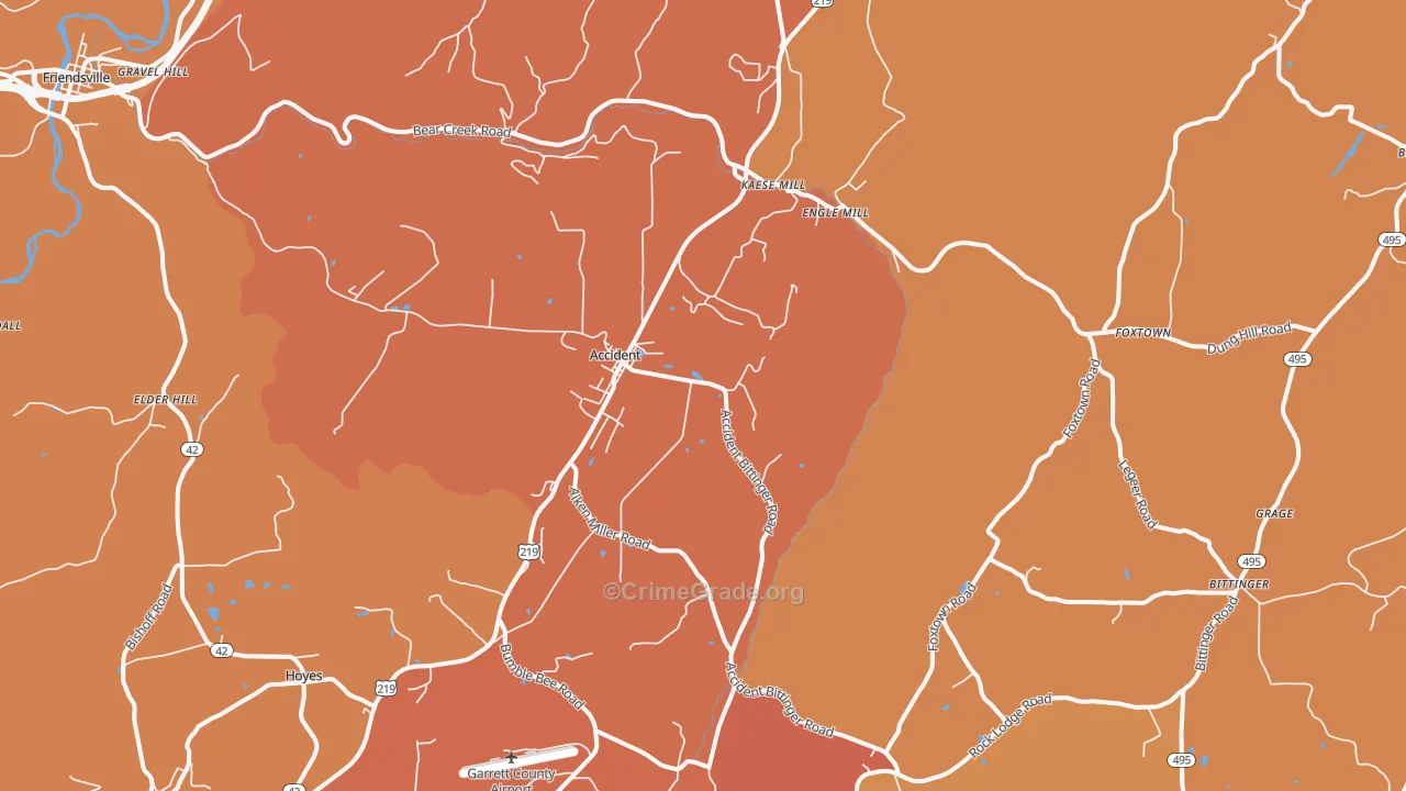Accident, MD Map of Burglary Rates