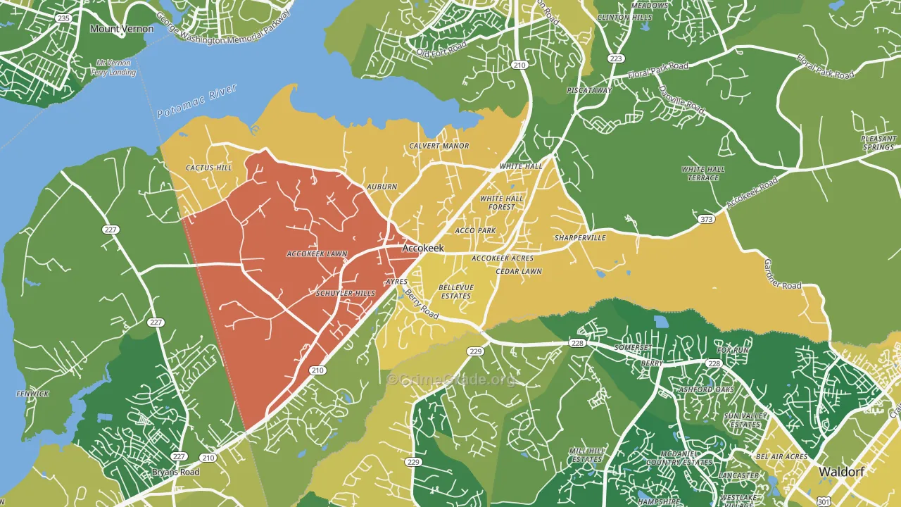 Accokeek, MD Map of Burglary Rates
