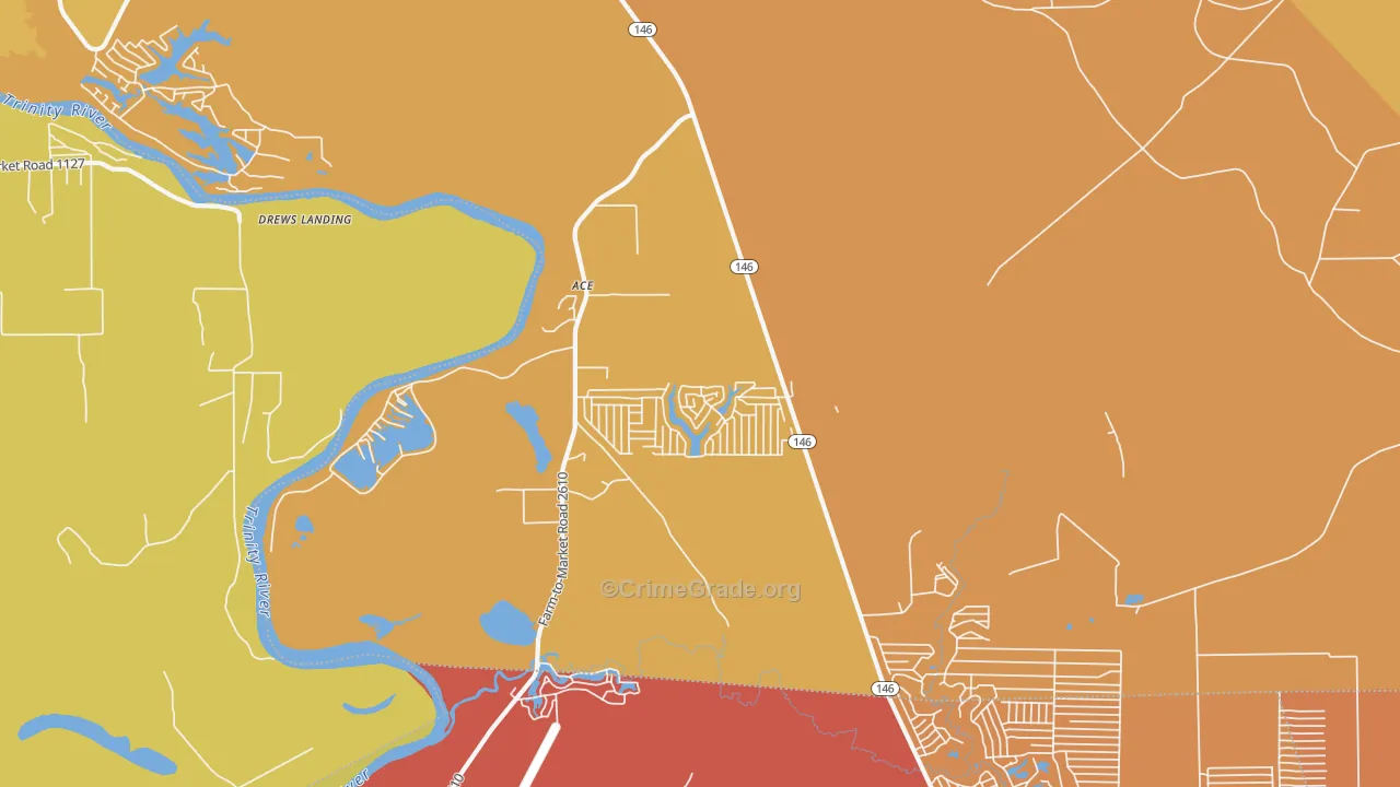 Ace, TX Map of Burglary Rates