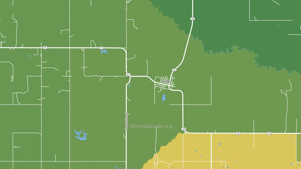 Achille, OK Map of Burglary Rates