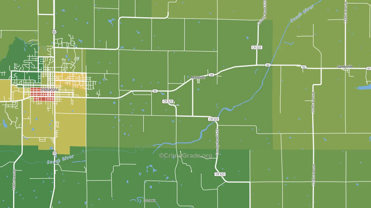 Ackworth, IA Map of Burglary Rates