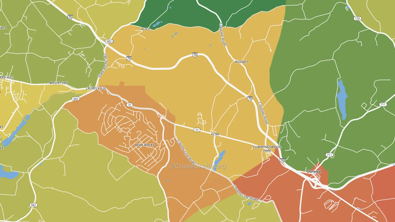 Acme, PA Map of Burglary Rates