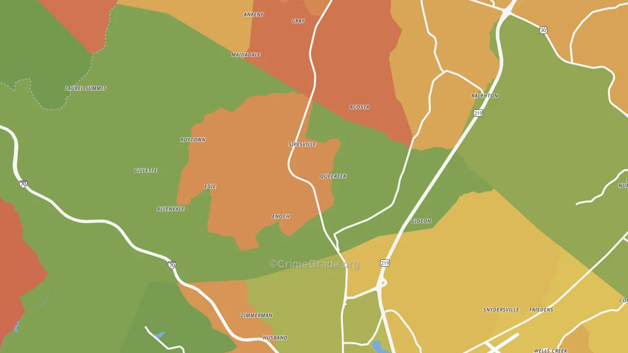 Acosta, PA Map of Burglary Rates