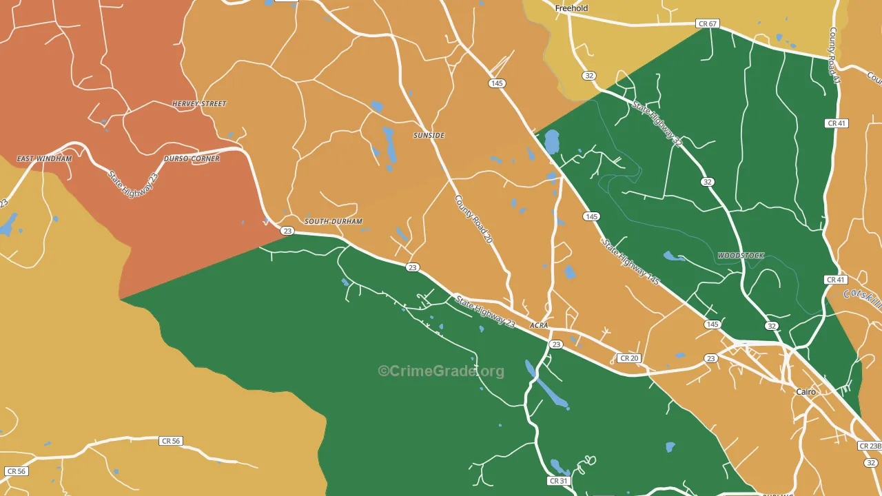 Acra, NY Map of Burglary Rates