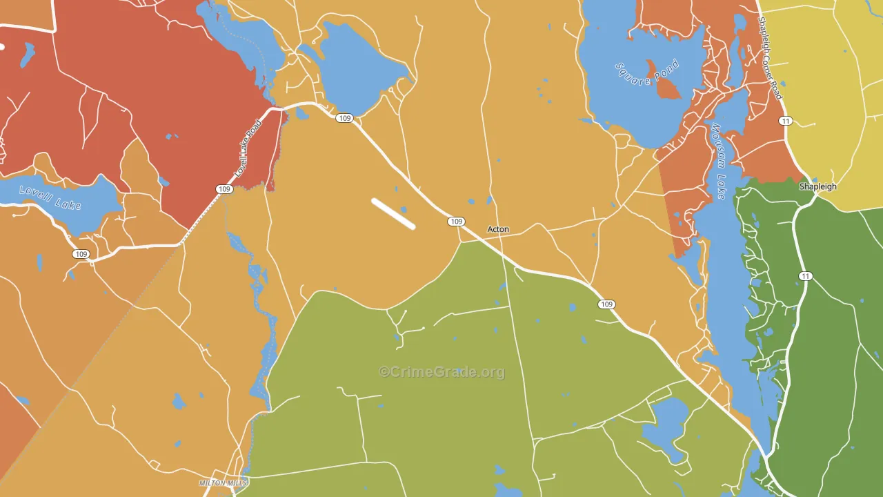 Acton, ME Map of Burglary Rates