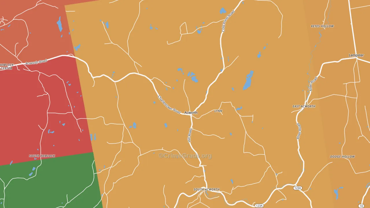 Acworth, NH Map of Burglary Rates