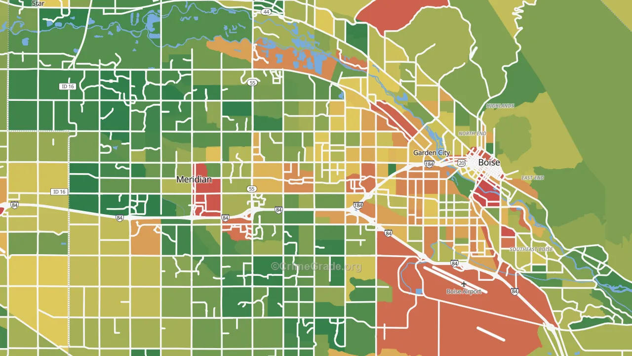 Ada County, ID Map of Burglary Rates