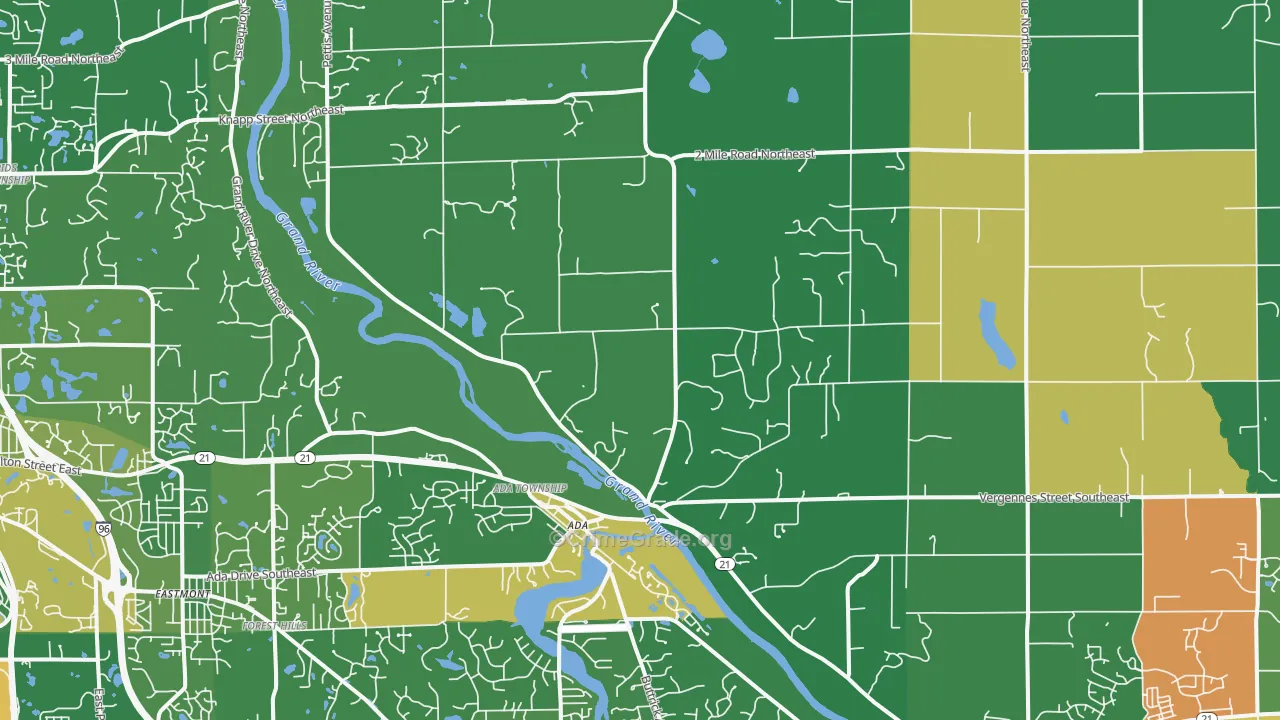 Ada, MI Map of Burglary Rates