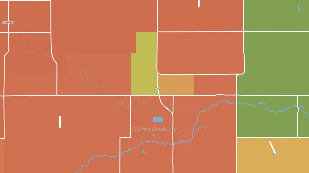 Ada, MN Map of Burglary Rates