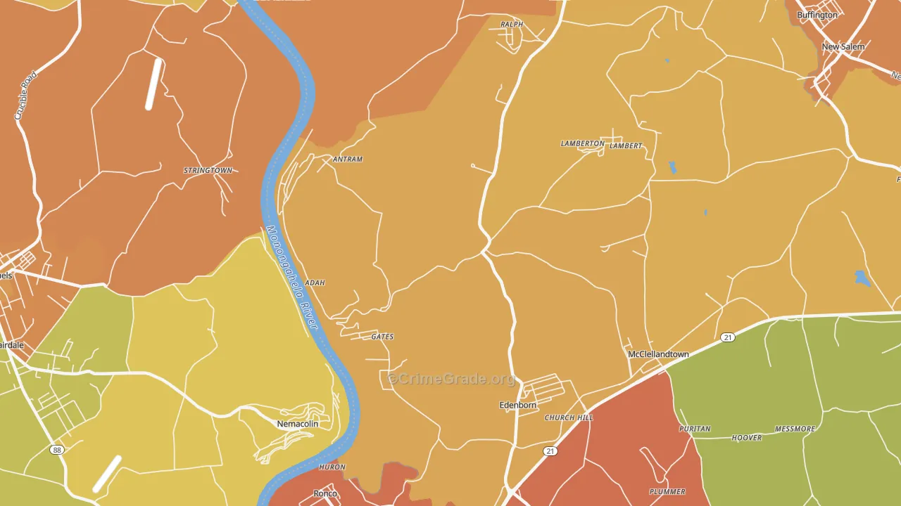 Adah, PA Map of Burglary Rates