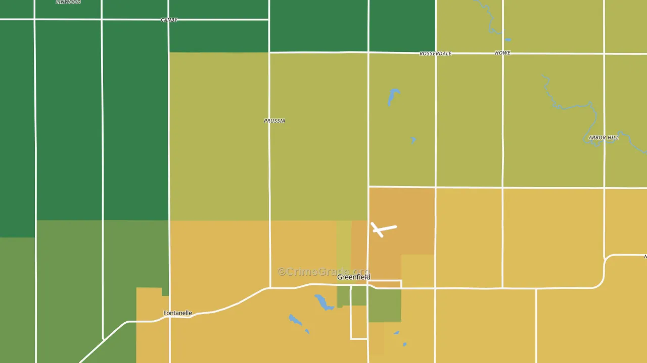 Adair County, IA Map of Burglary Rates