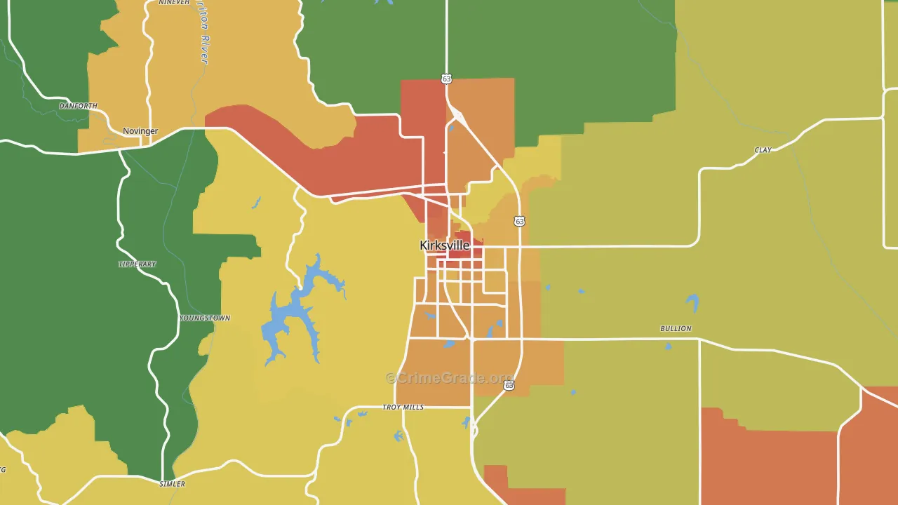 Adair County, MO Map of Burglary Rates