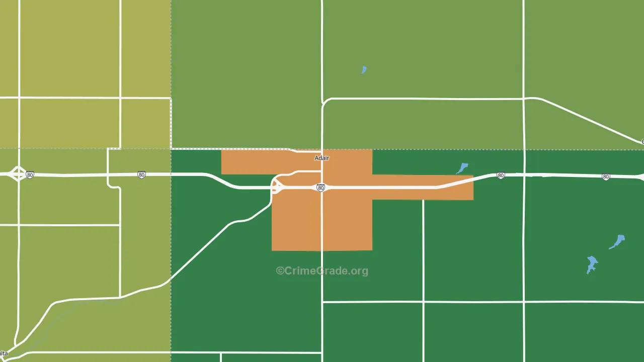Adair, IA Map of Burglary Rates