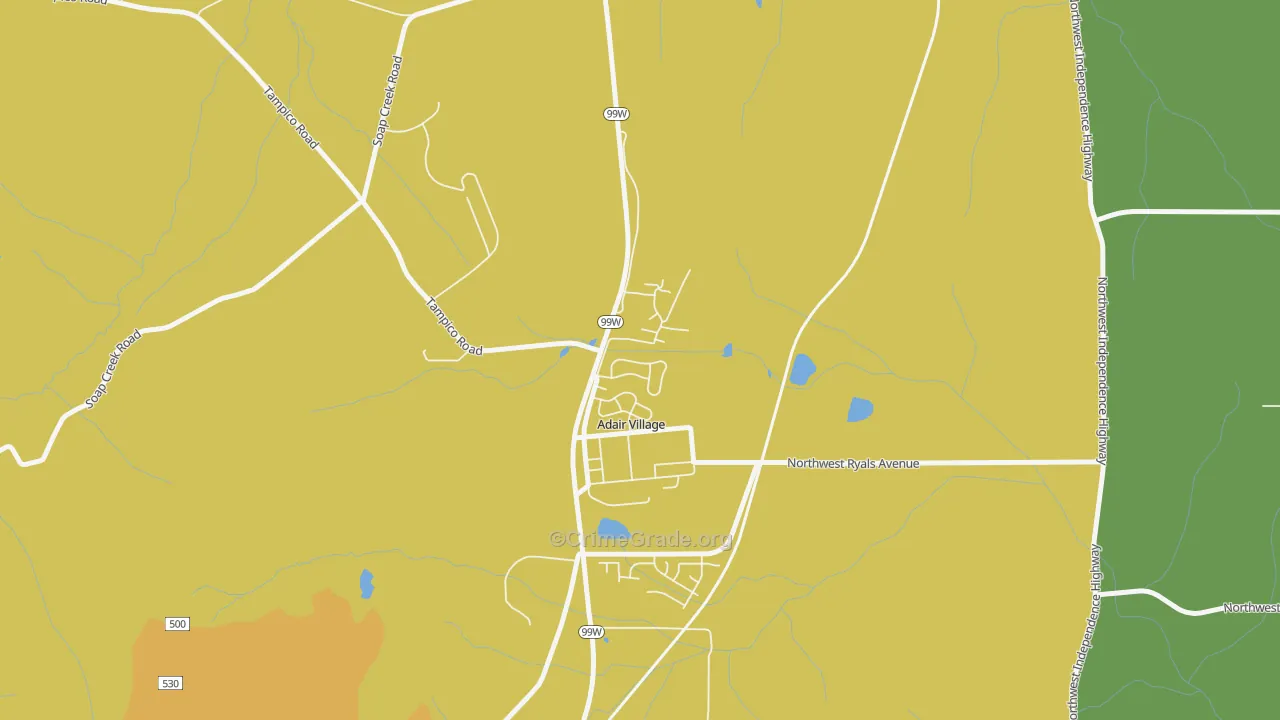 Adair Village, OR Map of Burglary Rates