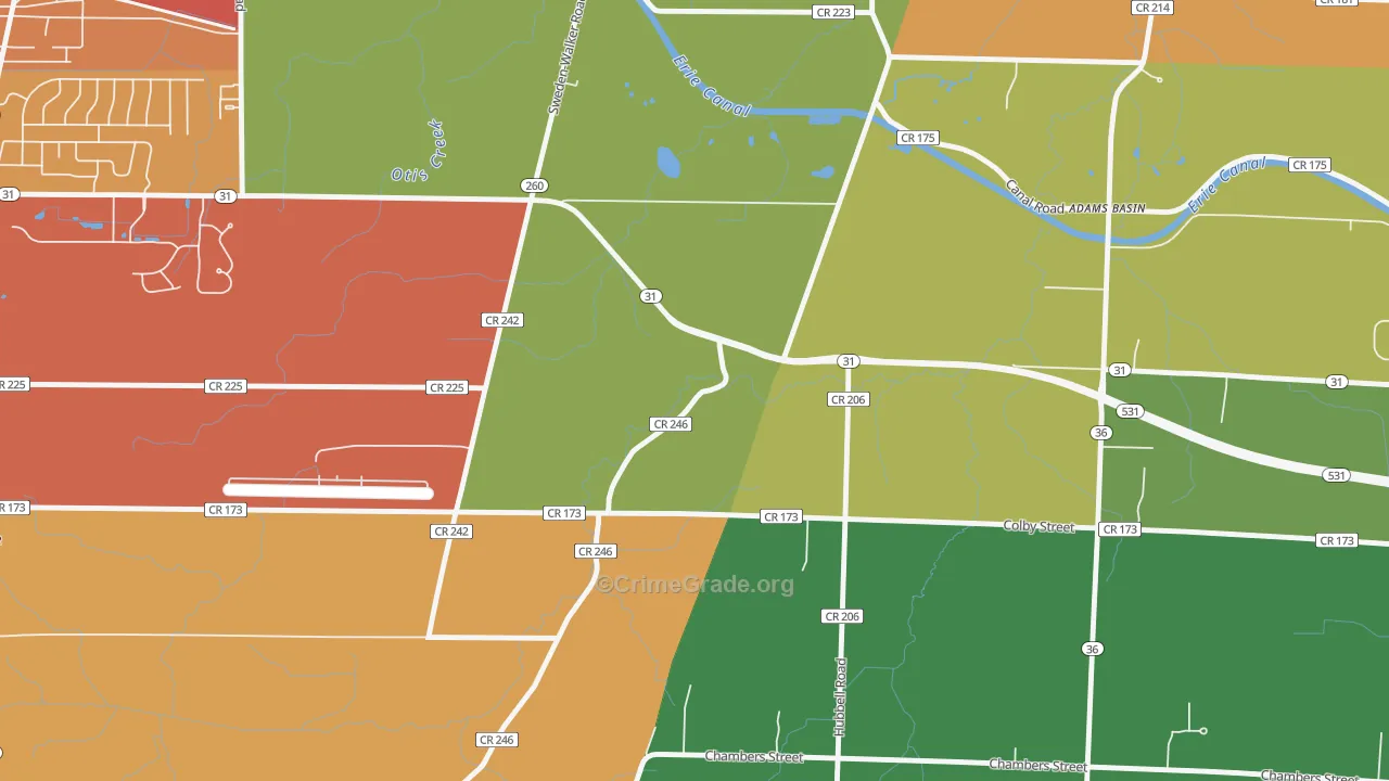 Adams Basin, NY Map of Burglary Rates