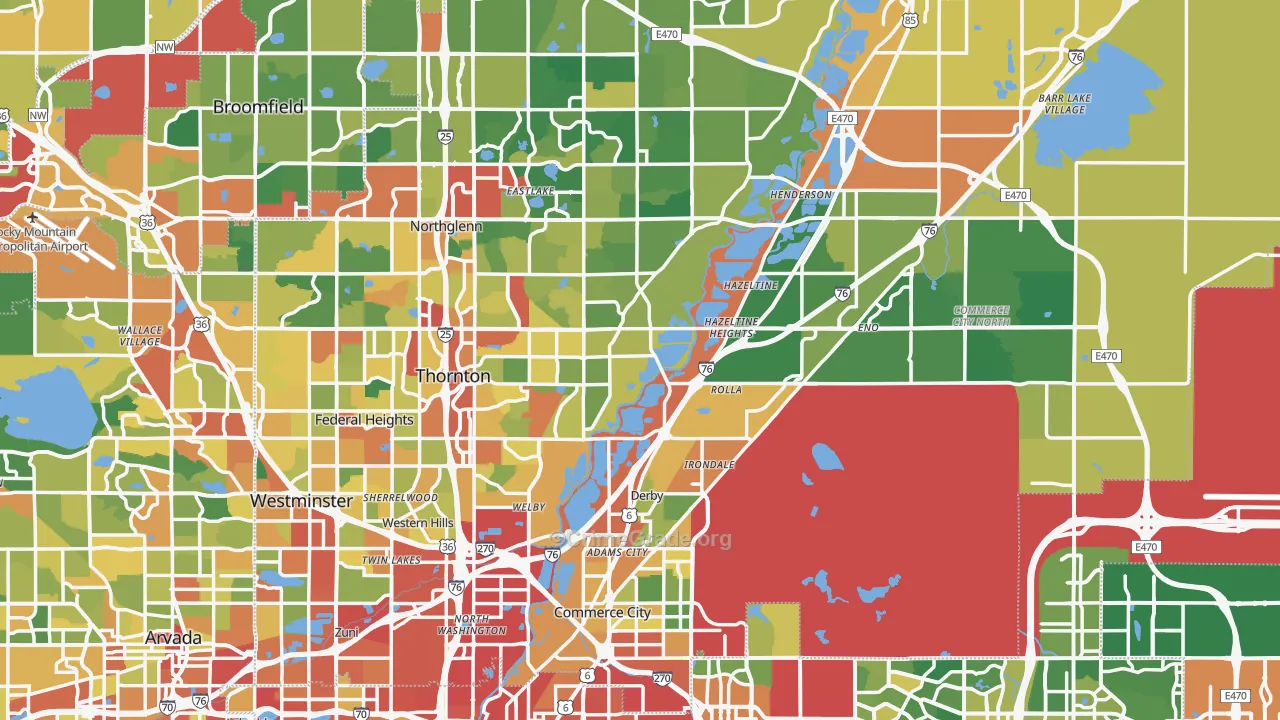 Adams County, CO Map of Burglary Rates