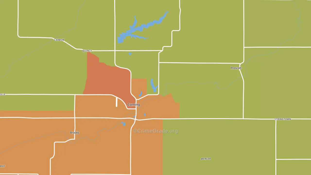 Adams County, IA Map of Burglary Rates
