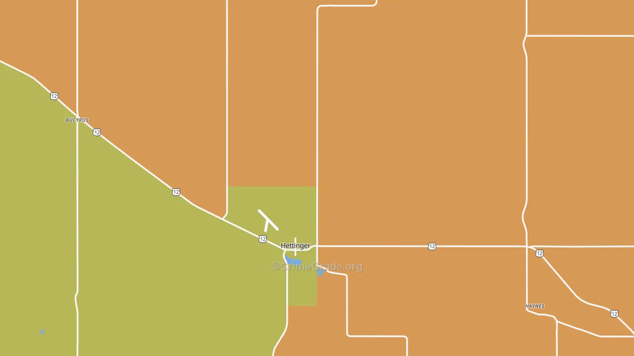 Adams County, ND Map of Burglary Rates