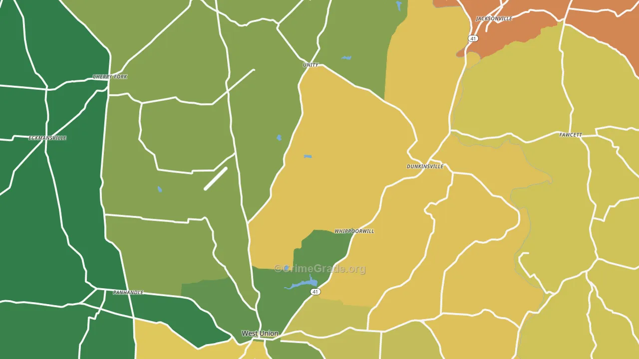 Adams County, OH Map of Burglary Rates