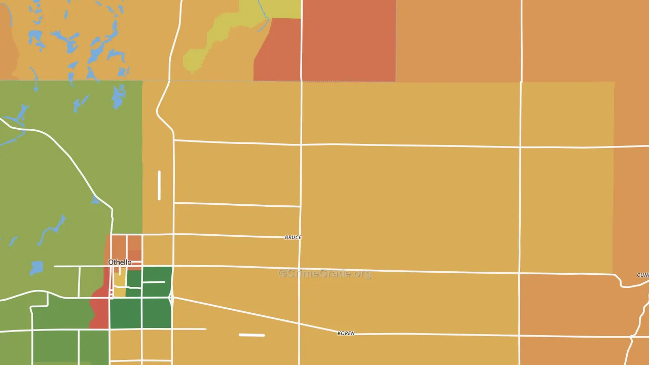 Adams County, WA Map of Burglary Rates