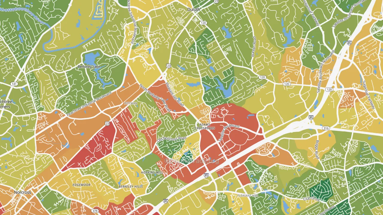 Adams Crossroads, Duluth, GA Map of Burglary Rates