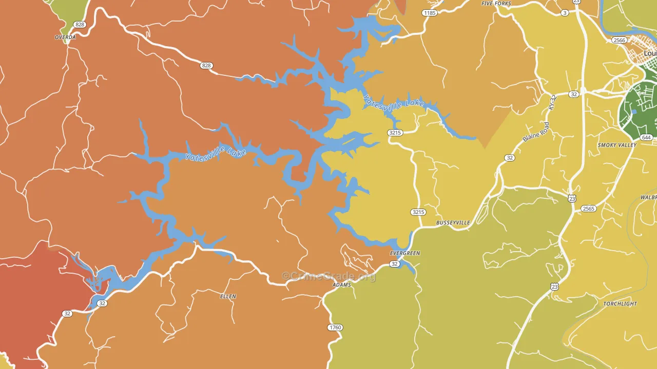 Adams, KY Map of Burglary Rates