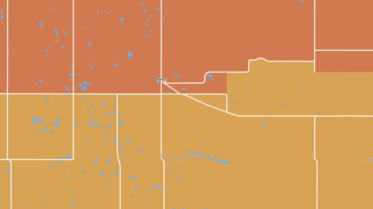 Adams, ND Map of Burglary Rates