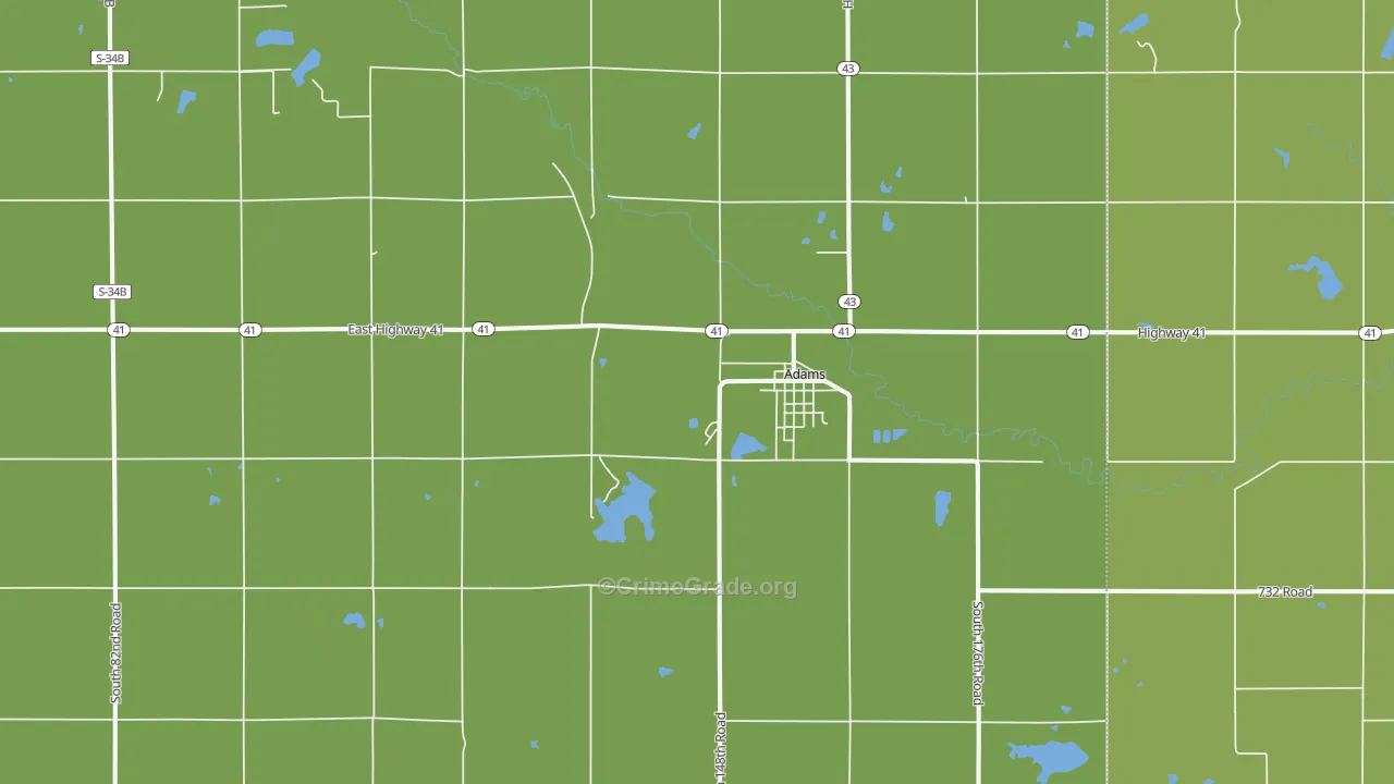 Adams, NE Map of Burglary Rates