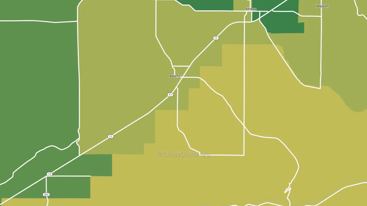 Adams, OR Map of Burglary Rates