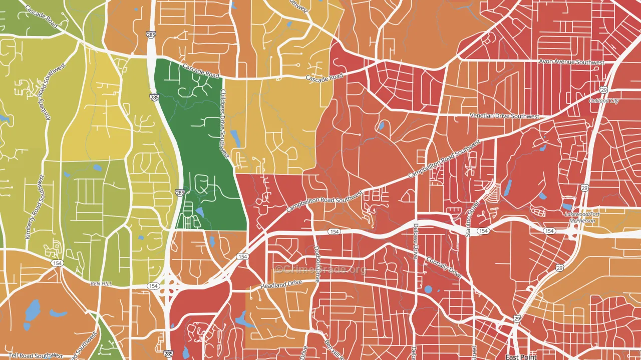 Adams Park, Atlanta, GA Map of Burglary Rates