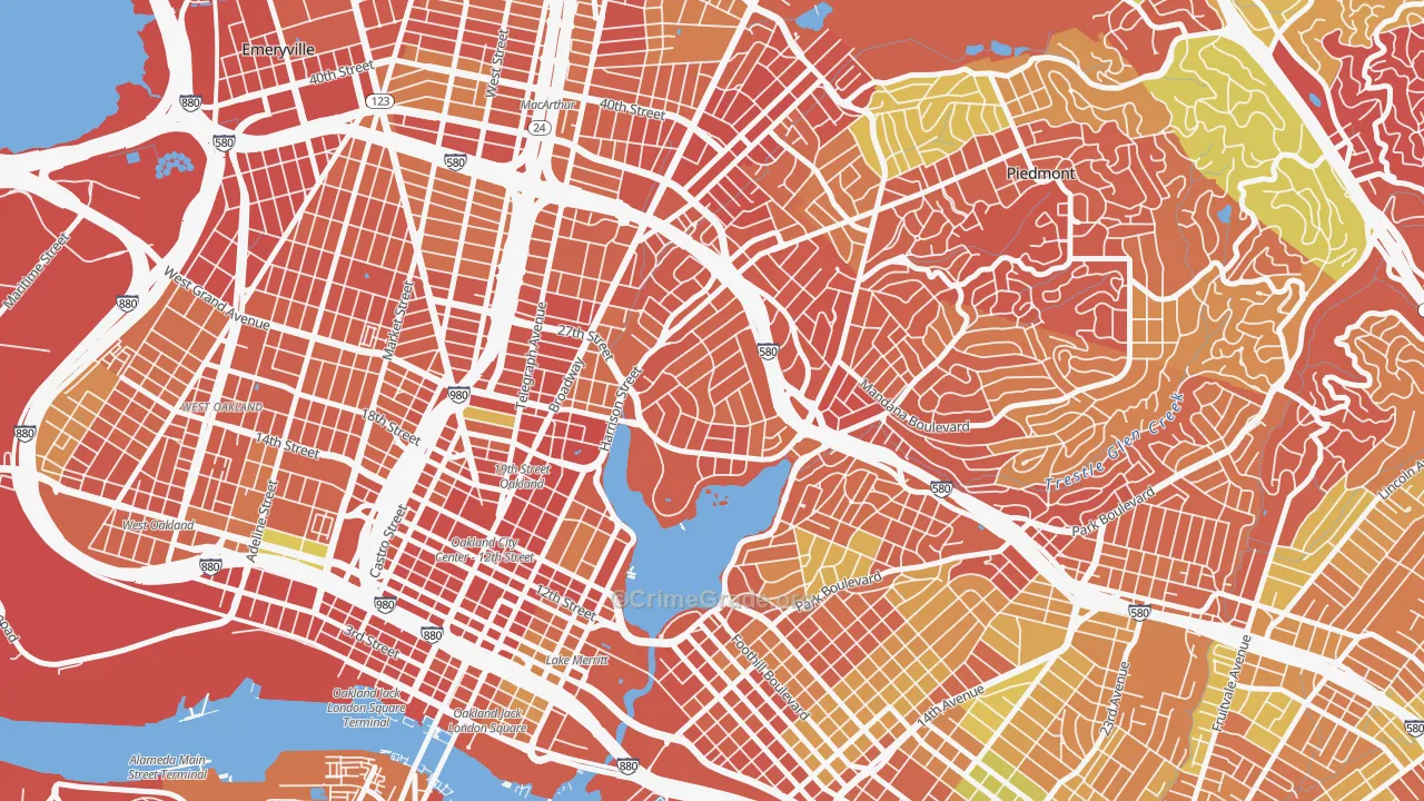 Adams Point, Oakland, CA Map of Burglary Rates
