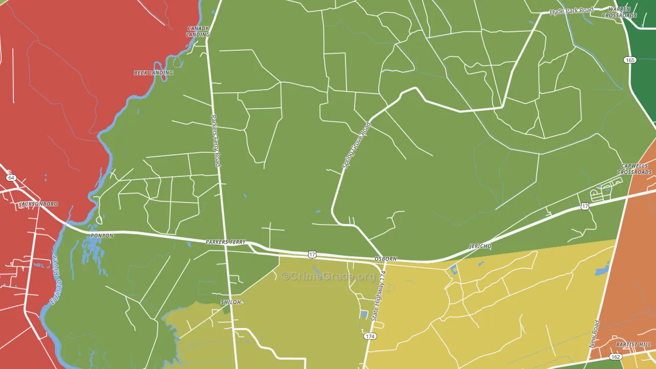Adams Run, SC Map of Burglary Rates